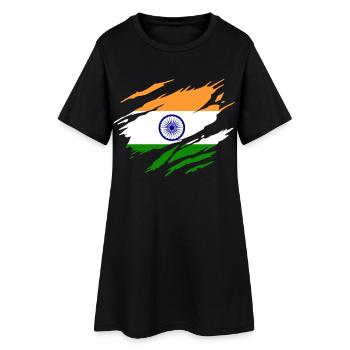 Inde Drapeau Indien Indienne - Robe T-shirt Femme - noir - Devant