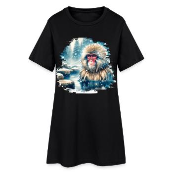 Motif du macaque japonais - Robe T-shirt Femme - noir - Devant