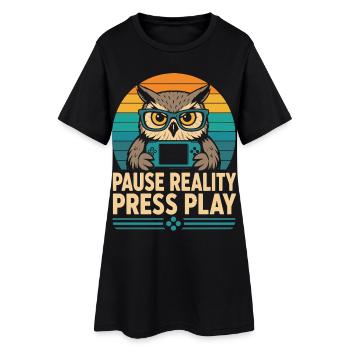 Break Reality Press Play Gamer Owl - Robe T-shirt Femme - noir - Devant