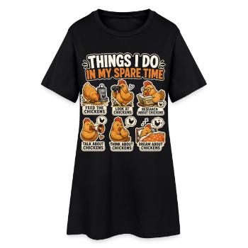 Passion Poules Humour Éleveur Ferme Rétro - Robe T-shirt Femme - noir - Devant