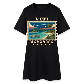 Marque de voyage vintage Mamanuca aux Fidji - Robe T-shirt Femme - noir - Devant