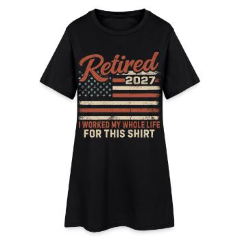Retraité en 2027, j’ai travaillé toute ma vie pour ce t-shirt - Robe T-shirt Femme - noir - Devant