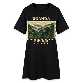 Marque de voyage vintage Uganda Bwindi - Robe T-shirt Femme - noir - Devant
