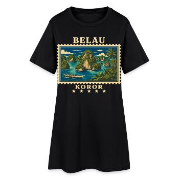 Marque de voyage vintage Palau Koror - Robe T-shirt Femme - noir - Devant
