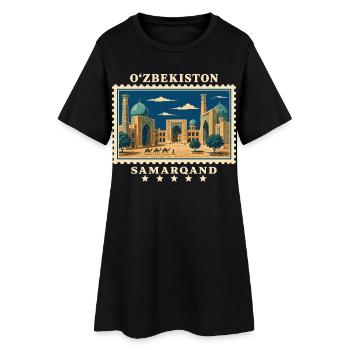 Usbekistan Samarqand Vintage Reisemarke - Frauen T-Shirt-Kleid - Schwarz - Vorne
