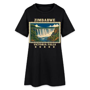 Marque de voyage vintage aux chutes Victoria du Zimbabwe - Robe T-shirt Femme - noir - Devant