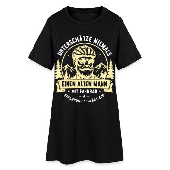 Alter Mann mit Fahrrad Emblem - Frauen T-Shirt-Kleid - Schwarz - Vorne