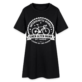 Alte Mann mit Fahrrad Vintage Badge - Frauen T-Shirt-Kleid - Schwarz - Vorne