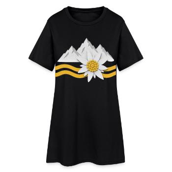 Montagnes des Alpes avec des fleurs d’Edelweiss Paysage naturel - Robe T-shirt Femme - noir - Devant