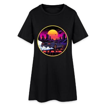 Design de voitures de sport rétro cyberpunk des années 80 surpassées - Robe T-shirt Femme - noir - Devant
