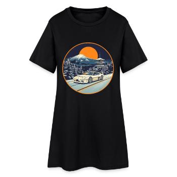Retro 90s JDM NSX Winter Mt Fuji Pagoda Art - Women’s T-Shirt Dress - black - Front