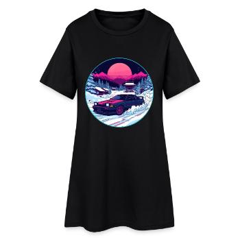 Art rétro des années 80 JDM Winter Drift AE86 Synthwave - Robe T-shirt Femme - noir - Devant