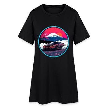 Art rétro des années 80 JDM AE86 Mt Fuji Drift Synthwave - Robe T-shirt Femme - noir - Devant