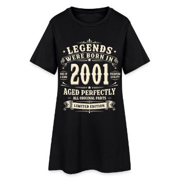 25th Birthday Gift 2001 Man Vintage Retro - Women’s T-Shirt Dress - black - Front