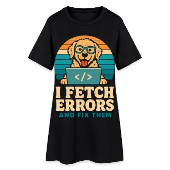 Je reçois les erreurs et je les corrige, chien du développeur - Robe T-shirt Femme - noir - Devant