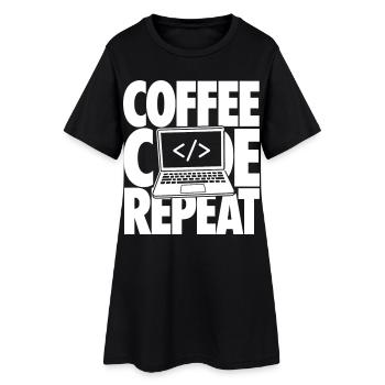 Programmeur de répétition de code Coffee - Robe T-shirt Femme - noir - Devant