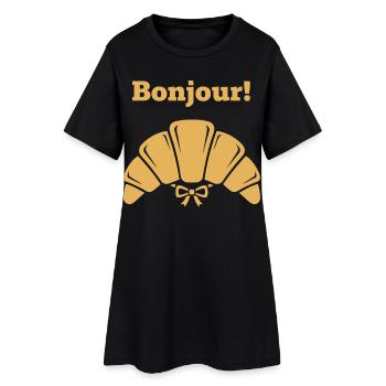 Breakfast Bonjour Funny Brunch Coffee Pancake - Women’s T-Shirt Dress - black - Front