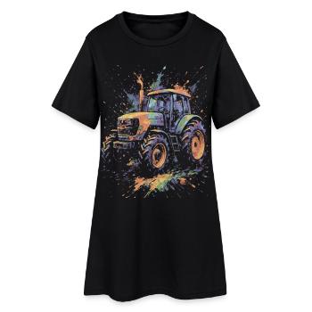 Tracteur Agricole Multicolore Splash Art - Robe T-shirt Femme - noir - Devant