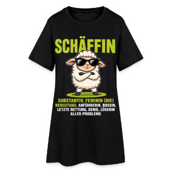 Schäffin - Lustiges Schaf Design für Chefinnen - Frauen T-Shirt-Kleid - Schwarz - Vorne