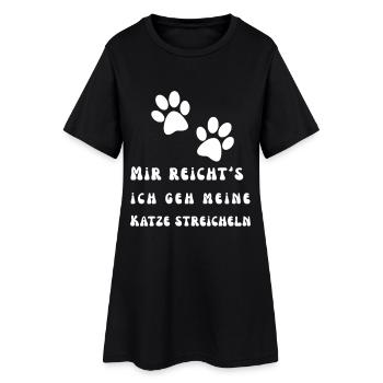 Mir reicht's ich geh meine Katze streicheln - Frauen T-Shirt-Kleid - Schwarz - Vorne