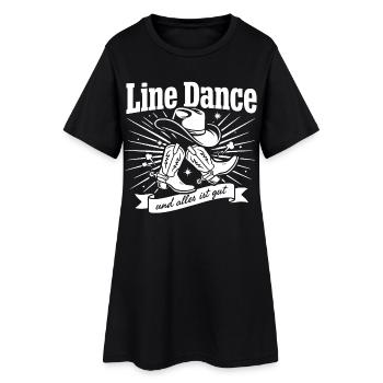 Line Dance Boots und Alles Ist Gut - Frauen T-Shirt-Kleid - Schwarz - Vorne