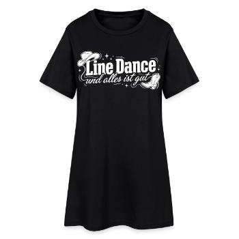 Line Dance: Alles ist gut - Frauen T-Shirt-Kleid - Schwarz - Vorne