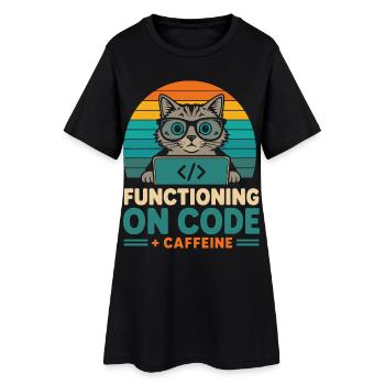 Fonctionner sous Code et Caffeine Cat - Robe T-shirt Femme - noir - Devant