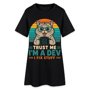 Trust Me I'm a Dev – Programmer Cat - Women’s T-Shirt Dress - black - Front