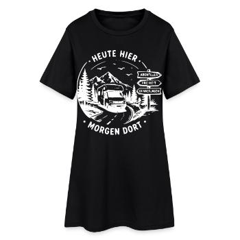 Heute Hier Morgen Dort Vanlife - Frauen T-Shirt-Kleid - Schwarz - Vorne