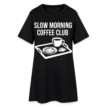 Petit-déjeuner Brunch drôle Café Café lent du matin - Robe T-shirt Femme - noir - Devant