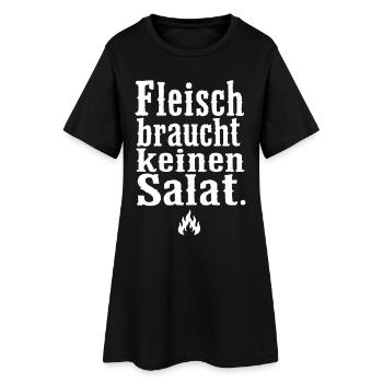 Fleisch braucht keinen Salat Spruch Grill Motiv - Frauen T-Shirt-Kleid - Schwarz - Vorne