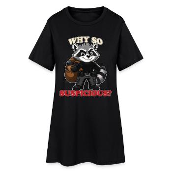 Why So Suspicious Funny Raccoon Thief Mascot Tee - Women’s T-Shirt Dress - black - Front
