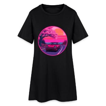 Emblème rétro des années 80 de la JDM FC Coupe Sakura Sunset - Robe T-shirt Femme - noir - Devant