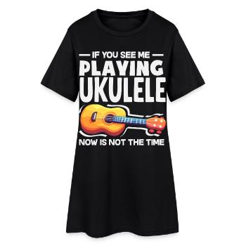 Funny Ukulele Designs and Sayings - Women’s T-Shirt Dress - black - Front