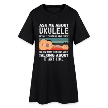 Designs et expressions amusantes de ukulélé - Robe T-shirt Femme - noir - Devant