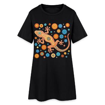 Gecko orange dans un style mosaïque coloré - Robe T-shirt Femme - noir - Devant
