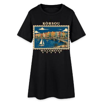 Curaçao Willemstad Vintage Reisemarke - Frauen T-Shirt-Kleid - Schwarz - Vorne