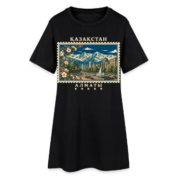 Kasachstan Almaty Vintage Reisemarke - Frauen T-Shirt-Kleid - Schwarz - Vorne