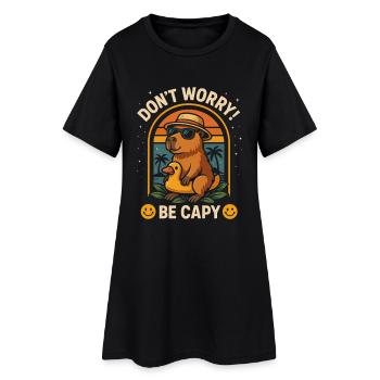 Don’t Worry Be Capy - Drôle d’animal capybara - Robe T-shirt Femme - noir - Devant