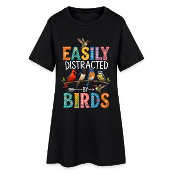 Easily Distracted by Birds - Women’s T-Shirt Dress - black - Front
