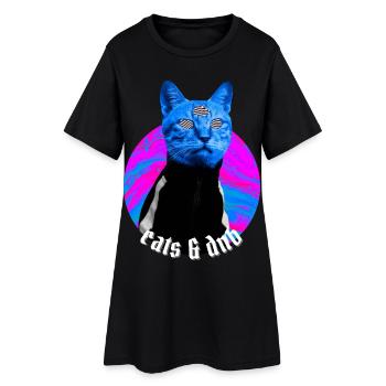 Cats & DnB Cat Stylish Drum And Bass Rave Outfit - Women’s T-Shirt Dress - black - Front