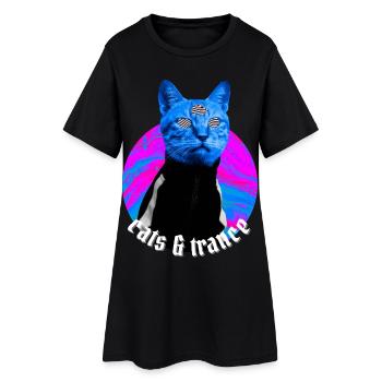 Cats & Trance Chat Musique Trance Psytrance EDM - Robe T-shirt Femme - noir - Devant