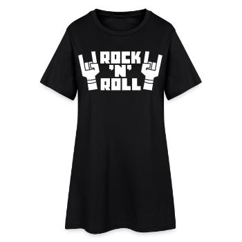 Logo rétro Rock’N’Roll avec des cornes de doigts - Robe T-shirt Femme - noir - Devant