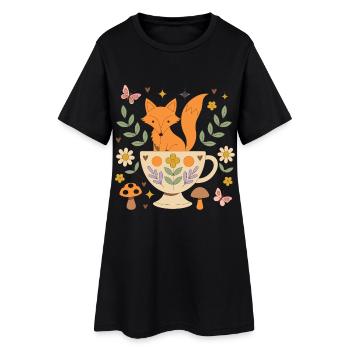 Cozy Fox Teacup - Women’s T-Shirt Dress - black - Front