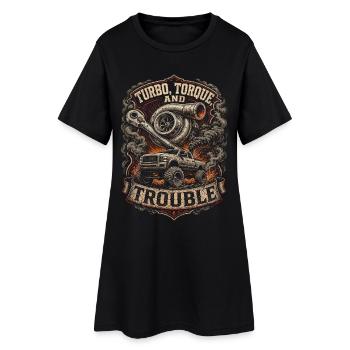 Couple turbo du charbon roulant et problèmes - Robe T-shirt Femme - noir - Devant