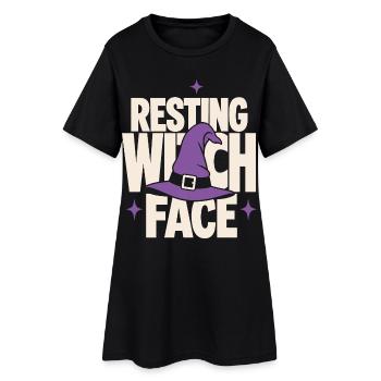 Chapeau de Sorcière au Visage de Sorcière au repos - Robe T-shirt Femme - noir - Devant