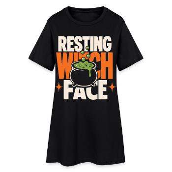 Resting Witch Face Cauldron - Women’s T-Shirt Dress - black - Front
