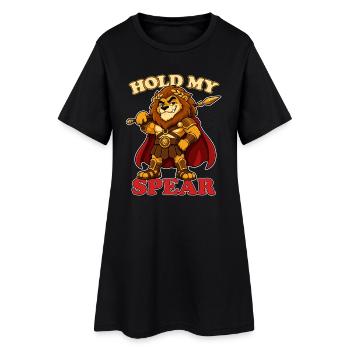 Tiens ma lance Mascotte drôle de gladiateur lion - Robe T-shirt Femme - noir - Devant