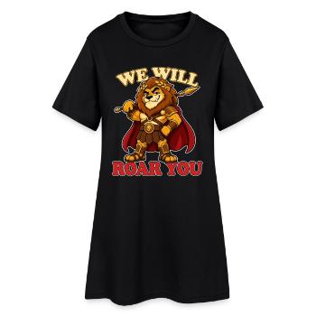 Nous On Va Rugir Drôle, Lion Gladiator Mascotte - Robe T-shirt Femme - noir - Devant