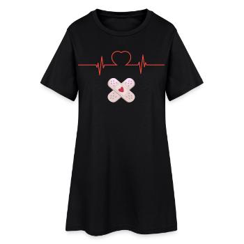 Cœur et Pansements Croisés - Robe T-shirt Femme - noir - Devant